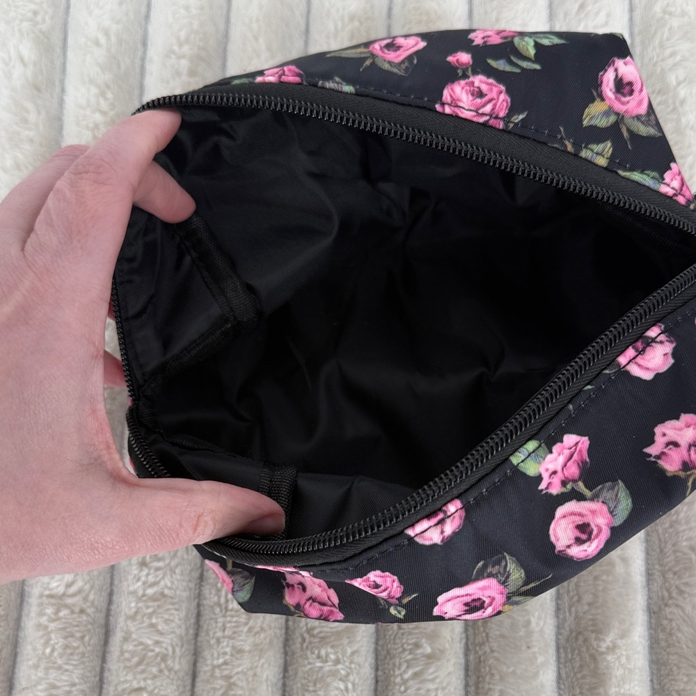 Velvet Caviar Floral Black and Pink Cosmetic Bag - Picture 5 of 5